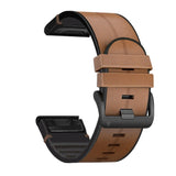 Universal Garmin Strap (26mm QuickFit) läder & silikonrem - Ljusbrun / Svart