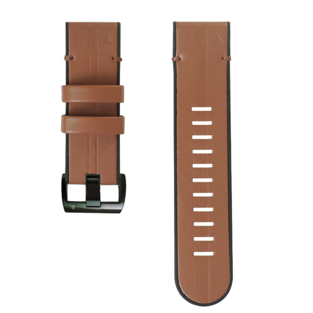 Universal Garmin Strap (26mm QuickFit) läder & silikonrem - Ljusbrun / Svart