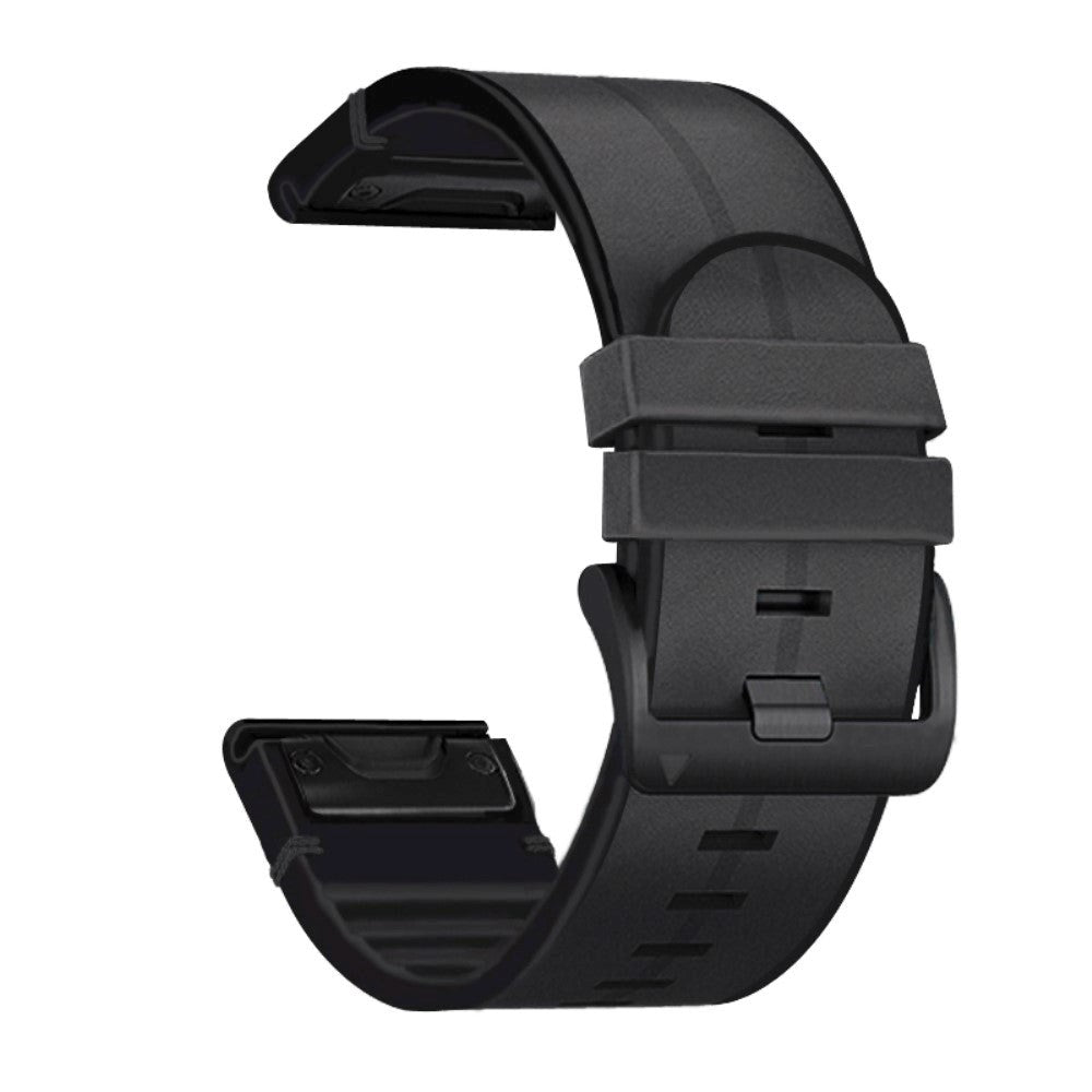 Universal Garmin Strap (26mm QuickFit) läder & silikonrem - Svart