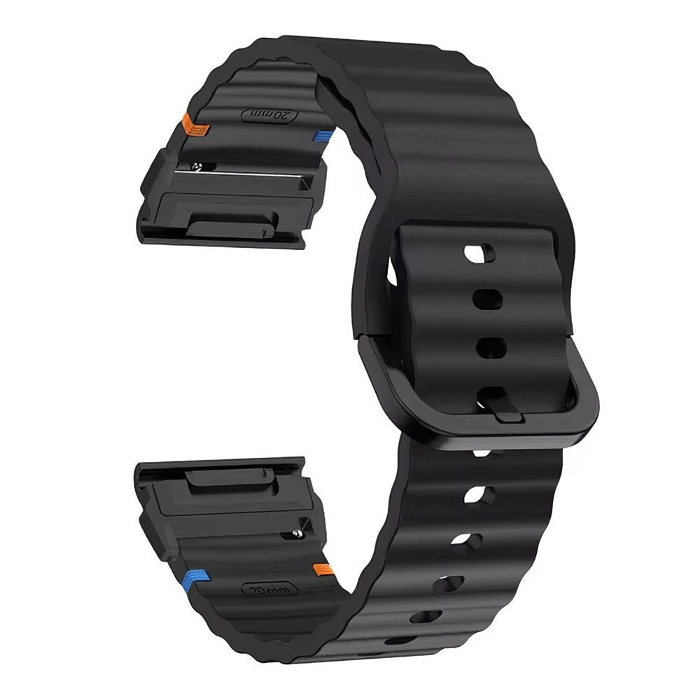 Universal Garmin 22mm QuickFit EIDERWOOD Wavy Silikon Armband - Svart