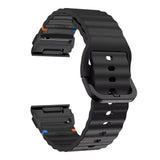 Universal Garmin 22mm QuickFit EIDERWOOD Wavy Silikon Armband - Svart