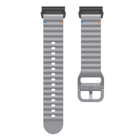 Universal Garmin 22mm QuickFit EIDERWOOD Wavy Silikon Armband - Mörkgrå