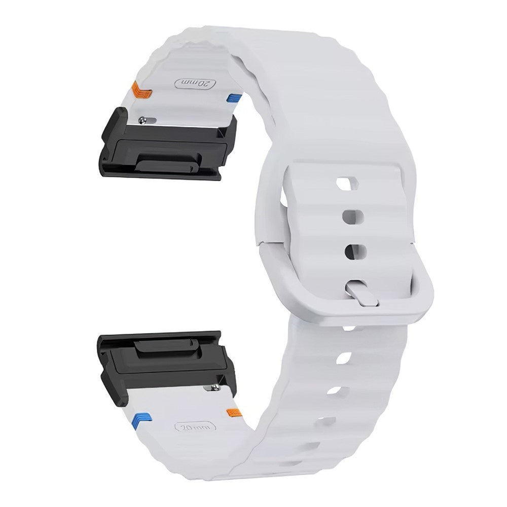 Universal Garmin 22mm QuickFit EIDERWOOD Wavy Silikon Armband - Grå