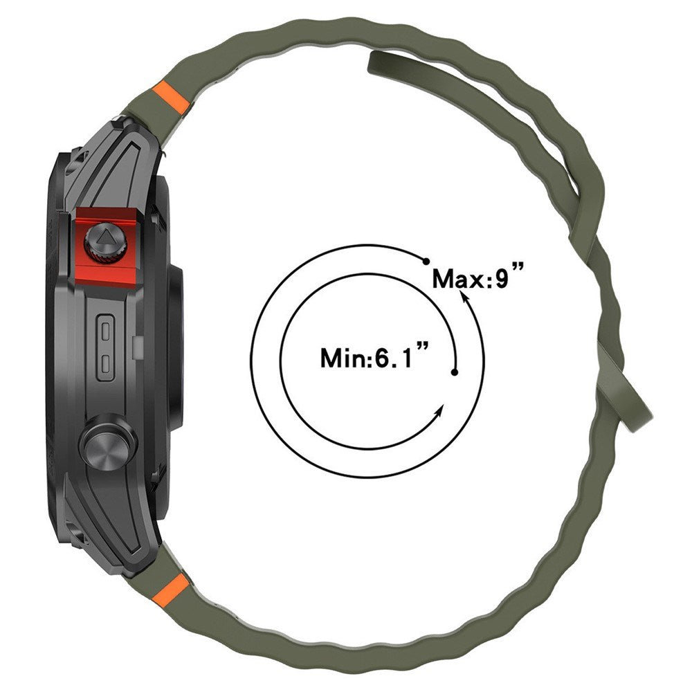 Universal Garmin 22mm QuickFit EIDERWOOD Wavy Silikon Armband - Grå