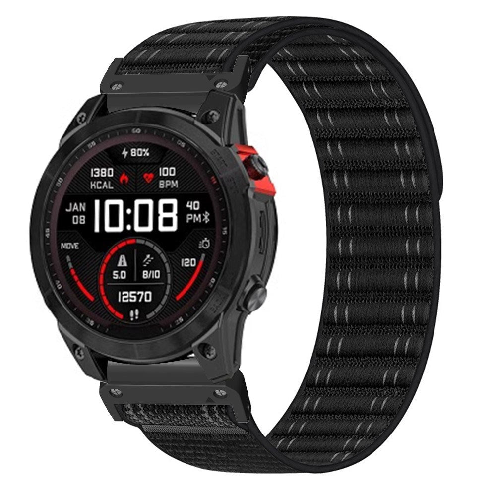 Universal Garmin 22mm QuickFit EIDERWOOD Nylon Loop Klockarmband - Svart