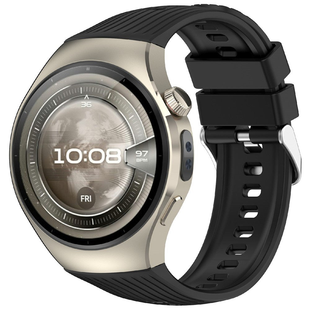 Huawei Watch 5 (42mm) EIDERWOOD Silikon Rem – Svart