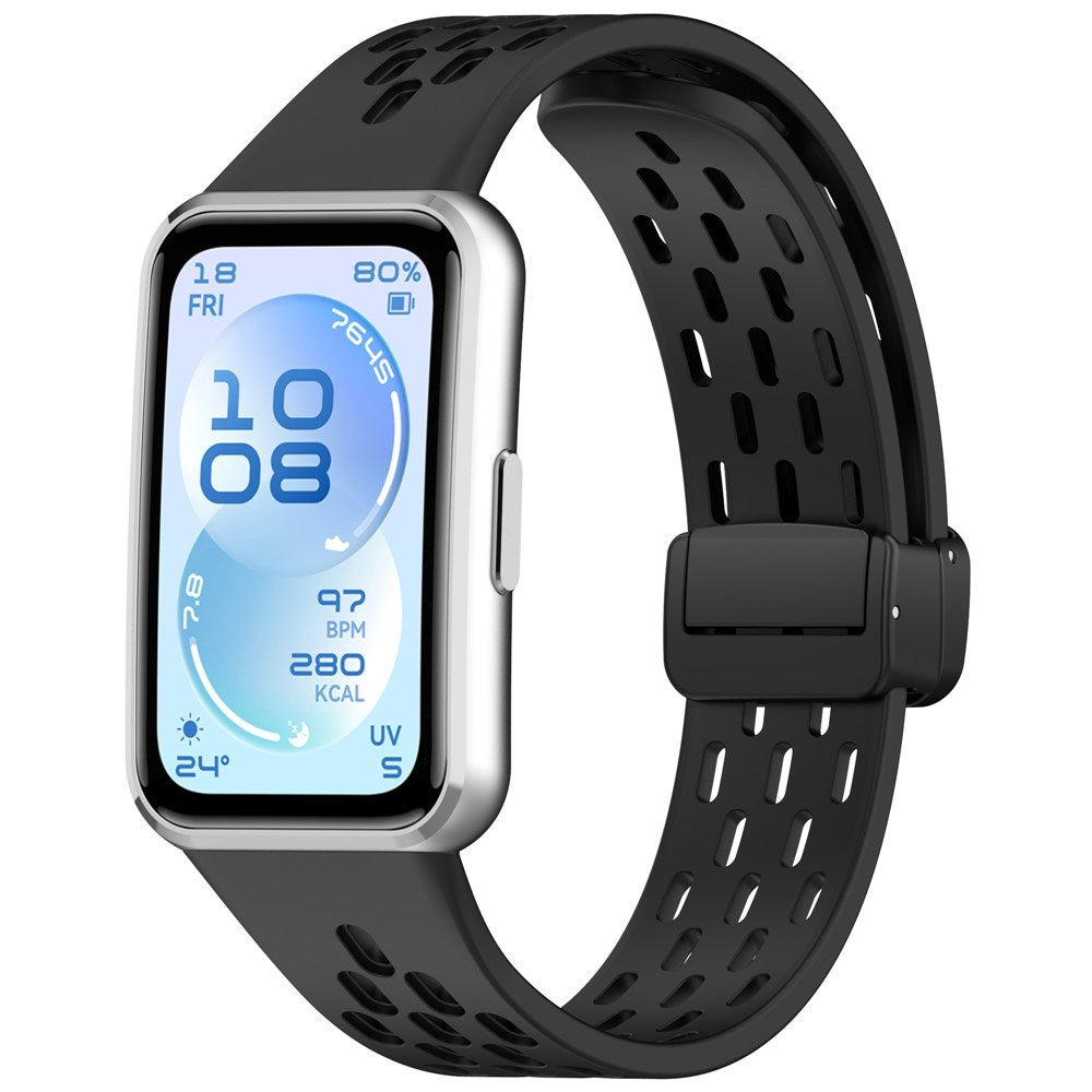 Huawei Band 11 / 11 Pro EIDERWOOD Perforerad Silikonrem - Svart