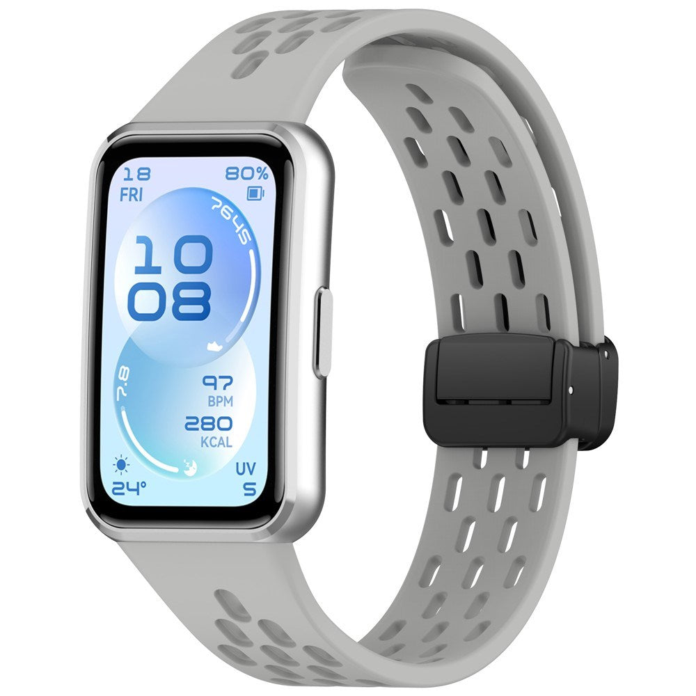 Huawei Band 11 / 11 Pro EIDERWOOD Perforerad Silikonrem - Grå