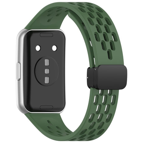 Huawei Band 11 / 11 Pro EIDERWOOD Perforerad Silikonrem - Grön