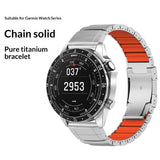 Universal Garmin 22mm QuickFit EIDERWOOD Titan Rem m. Färgad Silikon - Silver / Orange