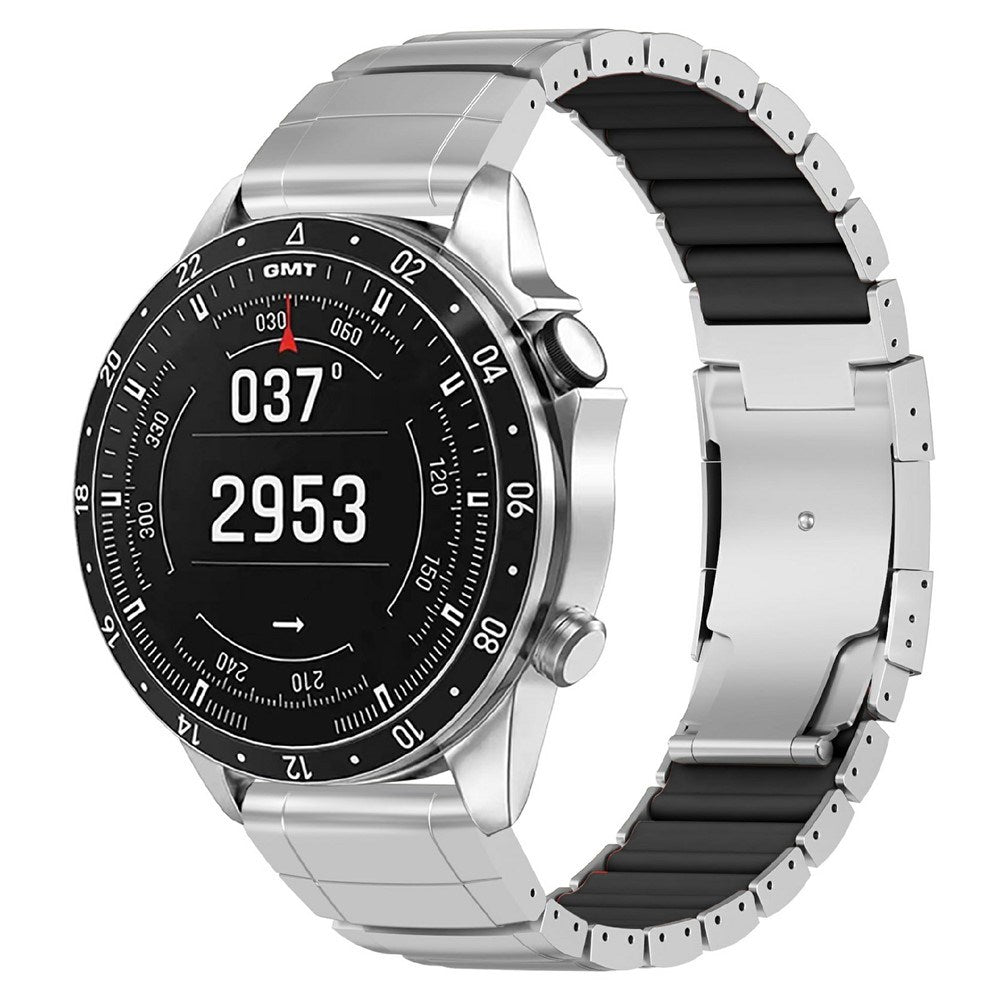Universal Garmin 22mm QuickFit EIDERWOOD Titan Rem m. Färgad Silikon - Silver / Svart