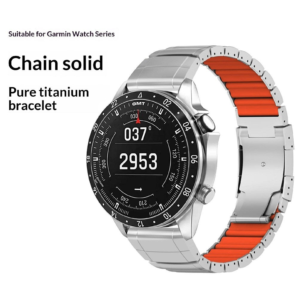 Universal Garmin 22mm QuickFit EIDERWOOD Titan Rem m. Färgad Silikon - Silver / Svart