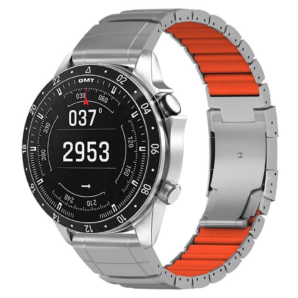Universal Garmin 26mm QuickFit EIDERWOOD Titan Rem m. Färgad Silikon - Silver / Orange