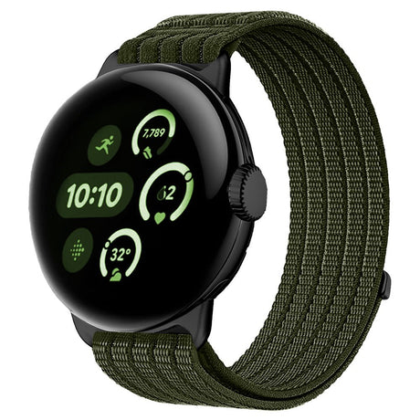 Google Pixel Watch 4 / 3 / 2 / 1 (41mm) EIDERWOOD Nylon Klockarmband – Mörkgrön
