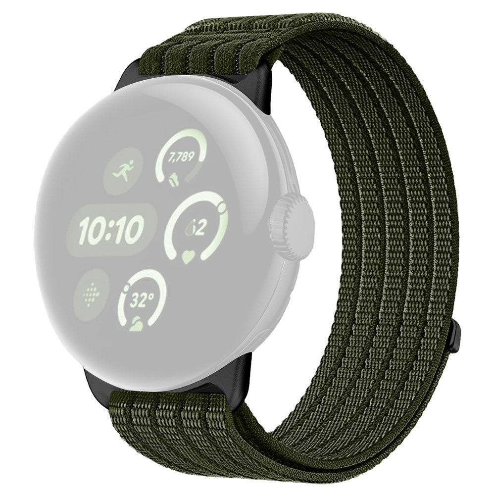 Google Pixel Watch 4 / 3 (45mm) EIDERWOOD Nylon Klockarmband – Mörkgrön