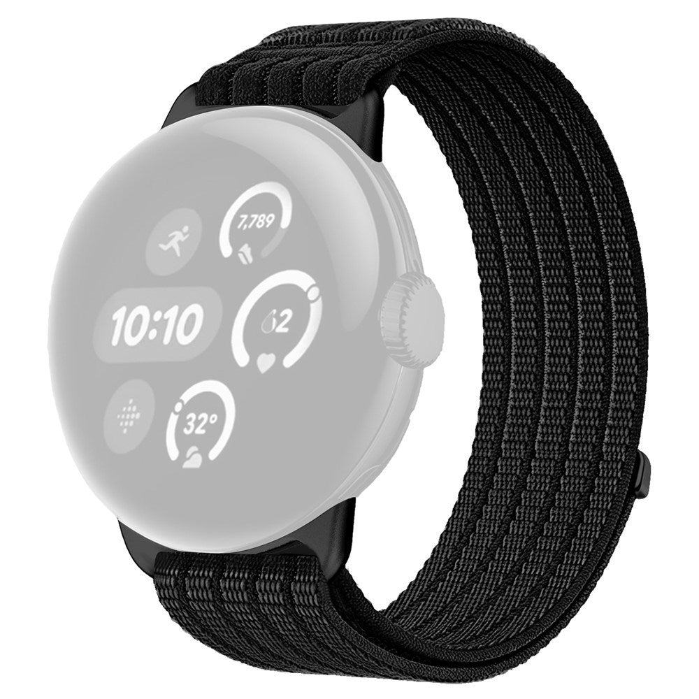 Google Pixel Watch 4 / 3 (45mm) EIDERWOOD Nylon Klockarmband – Svart