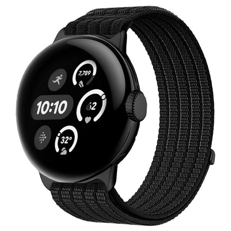 Google Pixel Watch 4 / 3 (45mm) EIDERWOOD Nylon Klockarmband – Svart