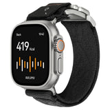 Apple Watch (42/44/SE/45/46/49mm) Aulumu C03 Nylon Rem - Silver / Svart