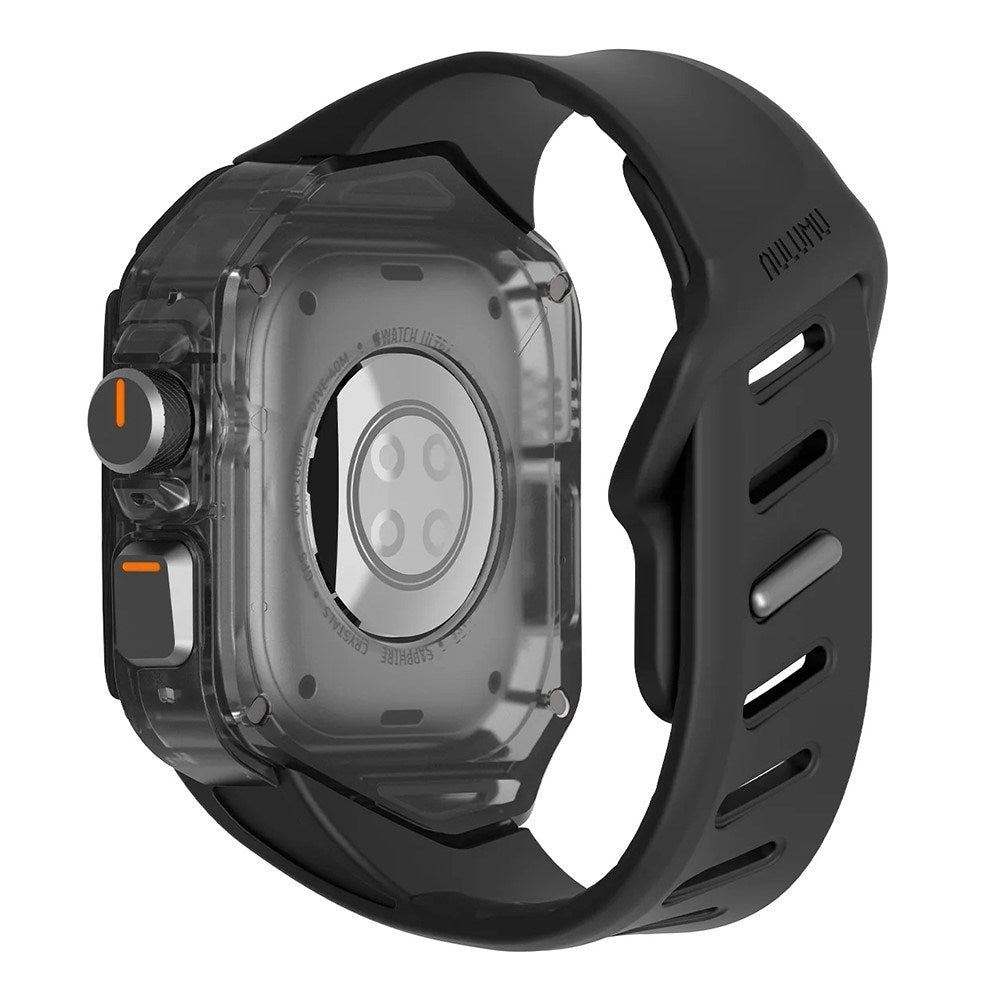 Apple Watch Ultra 4 / 3 / 2 / 1 (49mm) AULUMU Armband m. Inbyggt Plast Skal - Svart