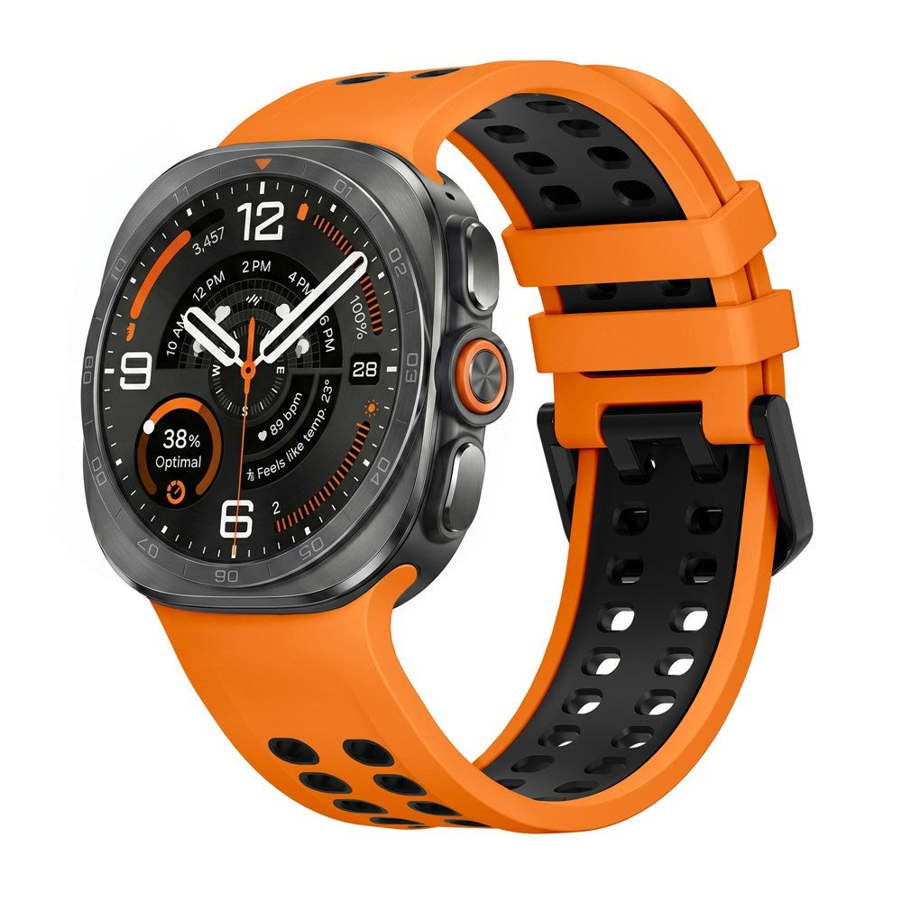 Samsung Galaxy Watch Ultra 2 / Ultra (47mm) Silikon Armband m. Ventilationshål - Orange / Svart