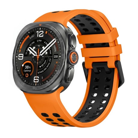 Samsung Galaxy Watch Ultra 2 / Ultra (47mm) Silikon Armband m. Ventilationshål - Orange / Svart