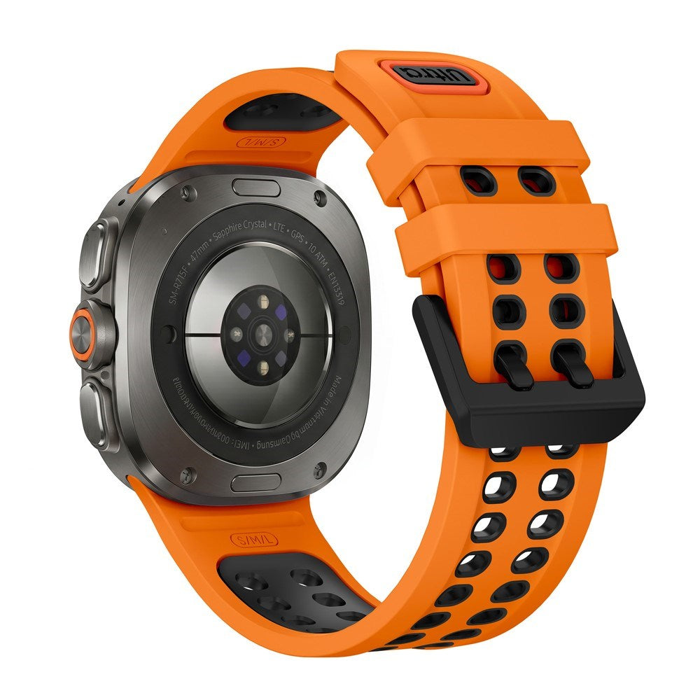 Samsung Galaxy Watch Ultra 2 / Ultra (47mm) Silikon Armband m. Ventilationshål - Orange / Svart