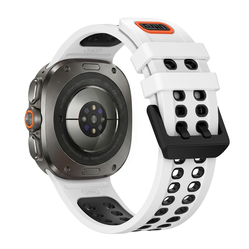 Samsung Galaxy Watch Ultra 2 / Ultra (47mm) Silikon Armband m. Ventilationshål - Vit / Svart