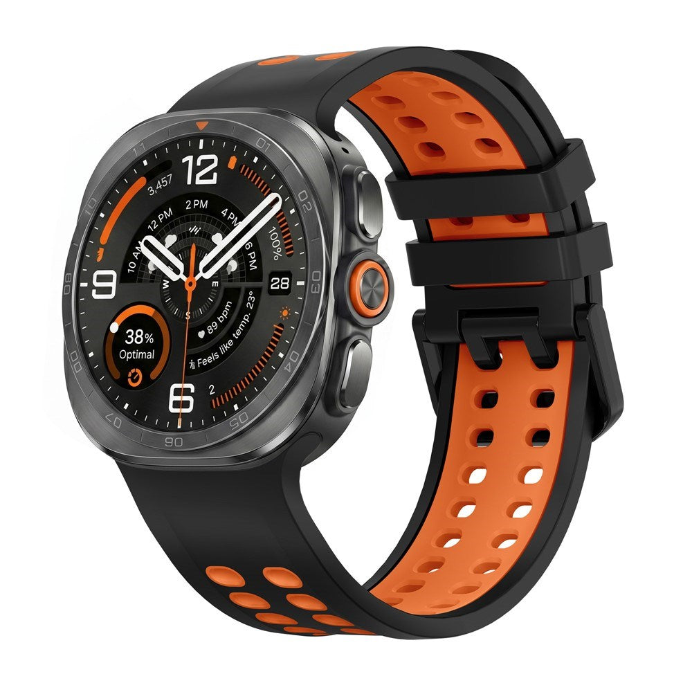 Samsung Galaxy Watch Ultra 2 / Ultra (47mm) Silikon Armband m. Ventilationshål - Svart / Orange