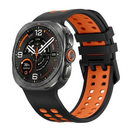 Samsung Galaxy Watch Ultra 2 / Ultra (47mm) Silikon Armband m. Ventilationshål - Svart / Orange
