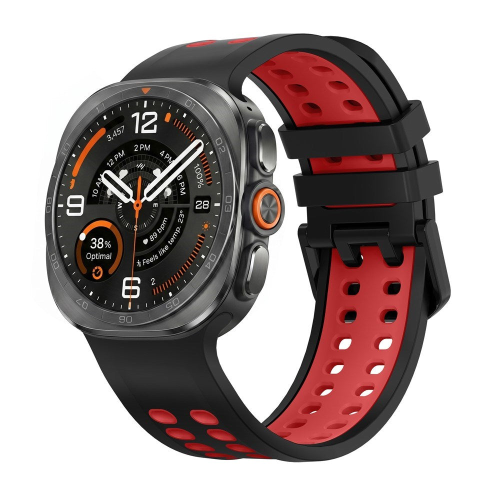 Samsung Galaxy Watch Ultra 2 / Ultra (47mm) Silikon Armband m. Ventilationshål - Svart / Röd