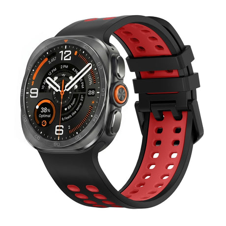 Samsung Galaxy Watch Ultra 2 / Ultra (47mm) Silikon Armband m. Ventilationshål - Svart / Röd