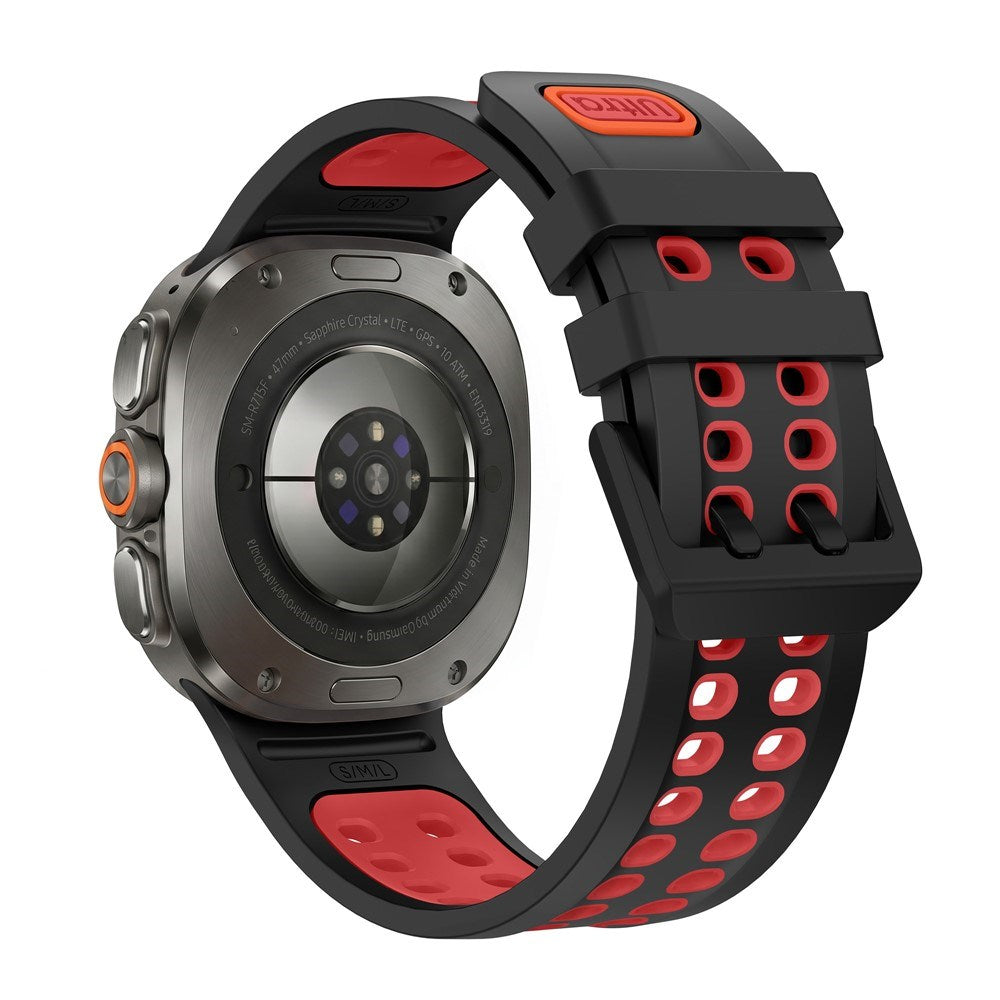Samsung Galaxy Watch Ultra 2 / Ultra (47mm) Silikon Armband m. Ventilationshål - Svart / Röd