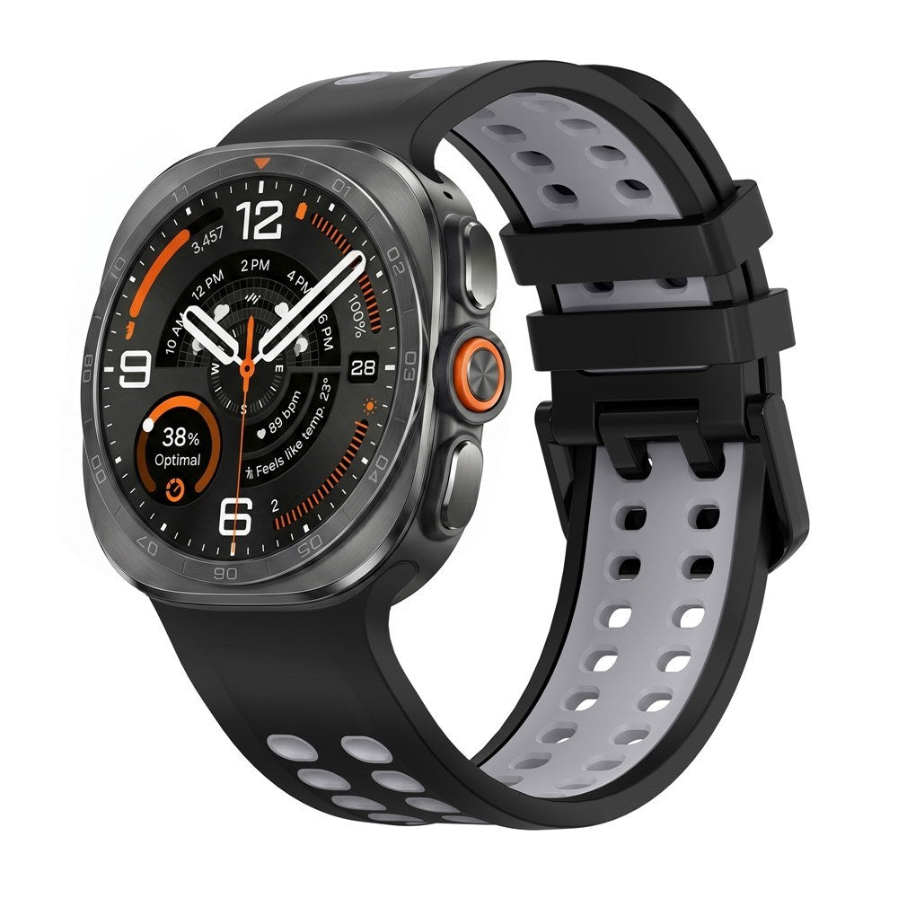 Samsung Galaxy Watch Ultra 2 / Ultra (47mm) Silikon Armband m. Ventilationshål - Svart / Grå