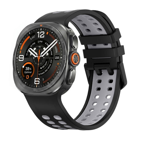 Samsung Galaxy Watch Ultra 2 / Ultra (47mm) Silikon Armband m. Ventilationshål - Svart / Grå