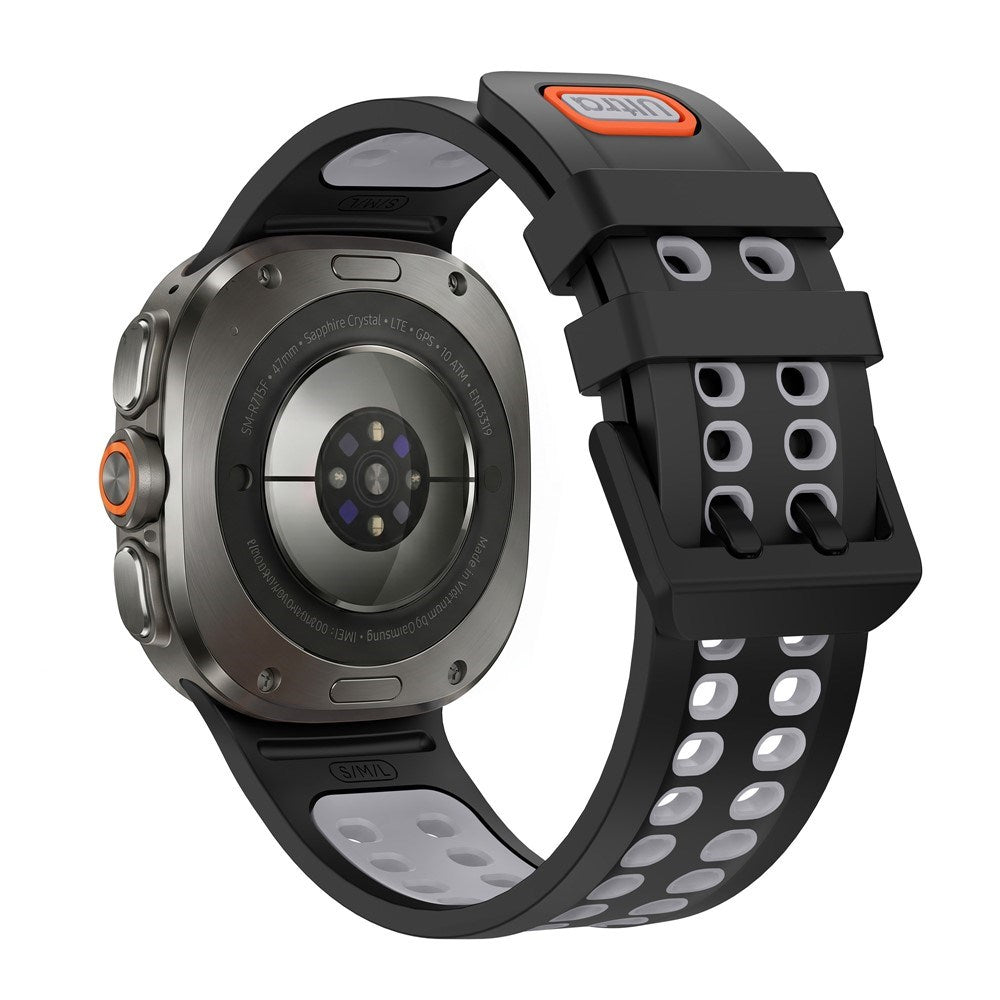 Samsung Galaxy Watch Ultra 2 / Ultra (47mm) Silikon Armband m. Ventilationshål - Svart / Grå