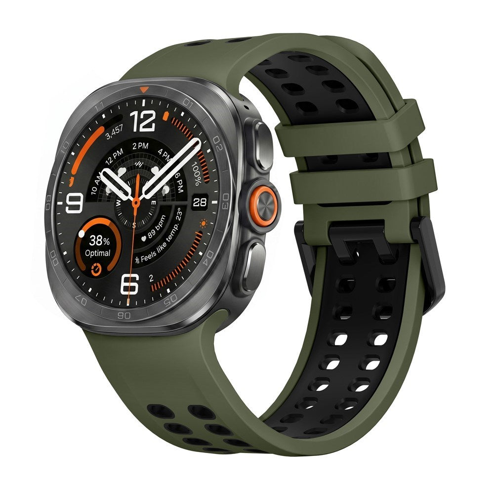 Samsung Galaxy Watch Ultra 2 / Ultra (47mm) Silikon Armband m. Ventilationshål - Grön / Svart