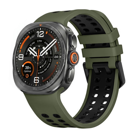 Samsung Galaxy Watch Ultra 2 / Ultra (47mm) Silikon Armband m. Ventilationshål - Grön / Svart