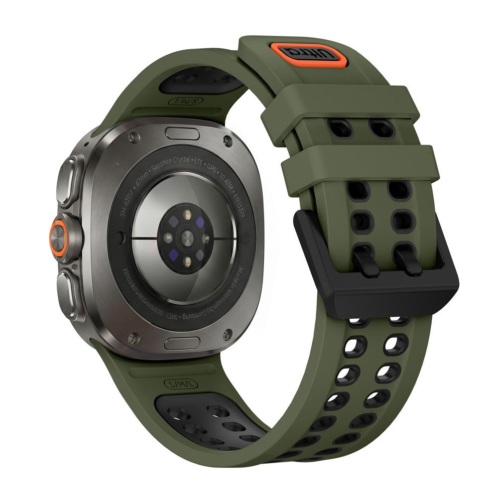 Samsung Galaxy Watch Ultra 2 / Ultra (47mm) Silikon Armband m. Ventilationshål - Grön / Svart