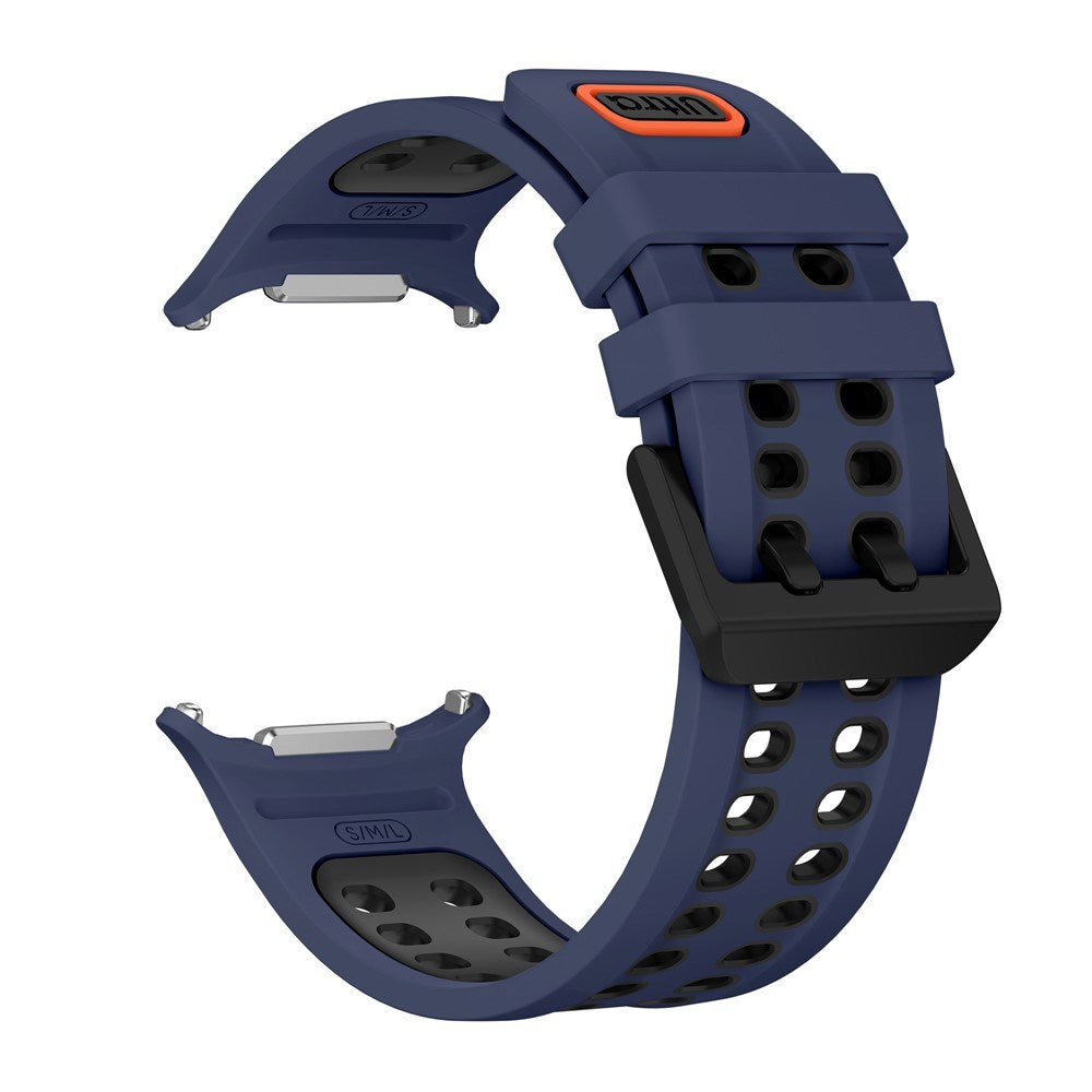 Samsung Galaxy Watch Ultra 2 / Ultra (47mm) Silikon Armband m. Ventilationshål - Blå / Svart