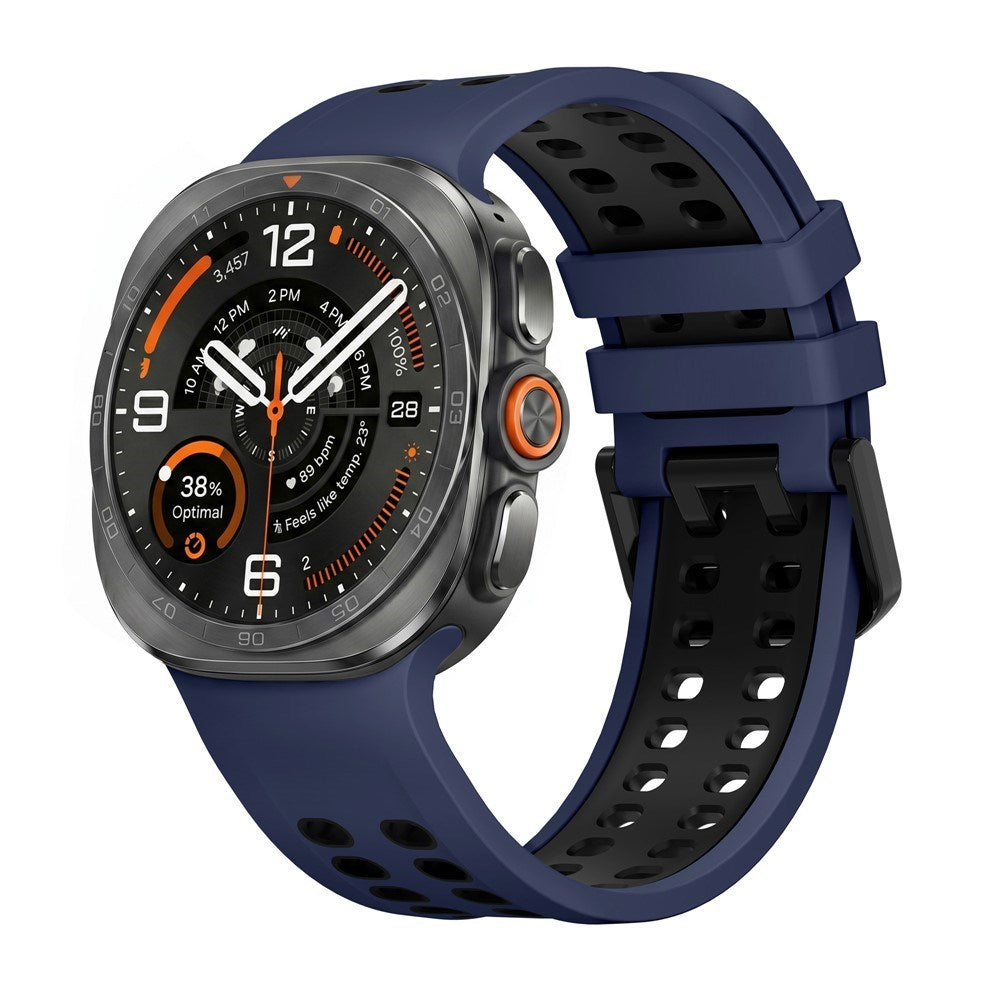 Samsung Galaxy Watch Ultra 2 / Ultra (47mm) Silikon Armband m. Ventilationshål - Blå / Svart