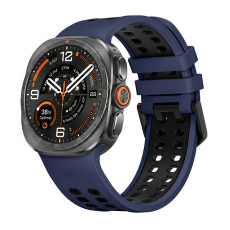 Samsung Galaxy Watch Ultra 2 / Ultra (47mm) Silikon Armband m. Ventilationshål - Blå / Svart