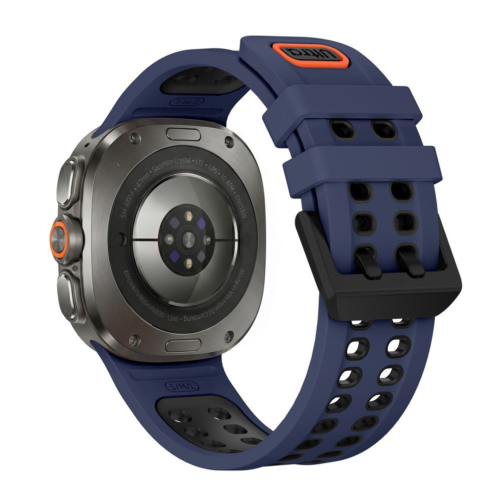Samsung Galaxy Watch Ultra 2 / Ultra (47mm) Silikon Armband m. Ventilationshål - Blå / Svart