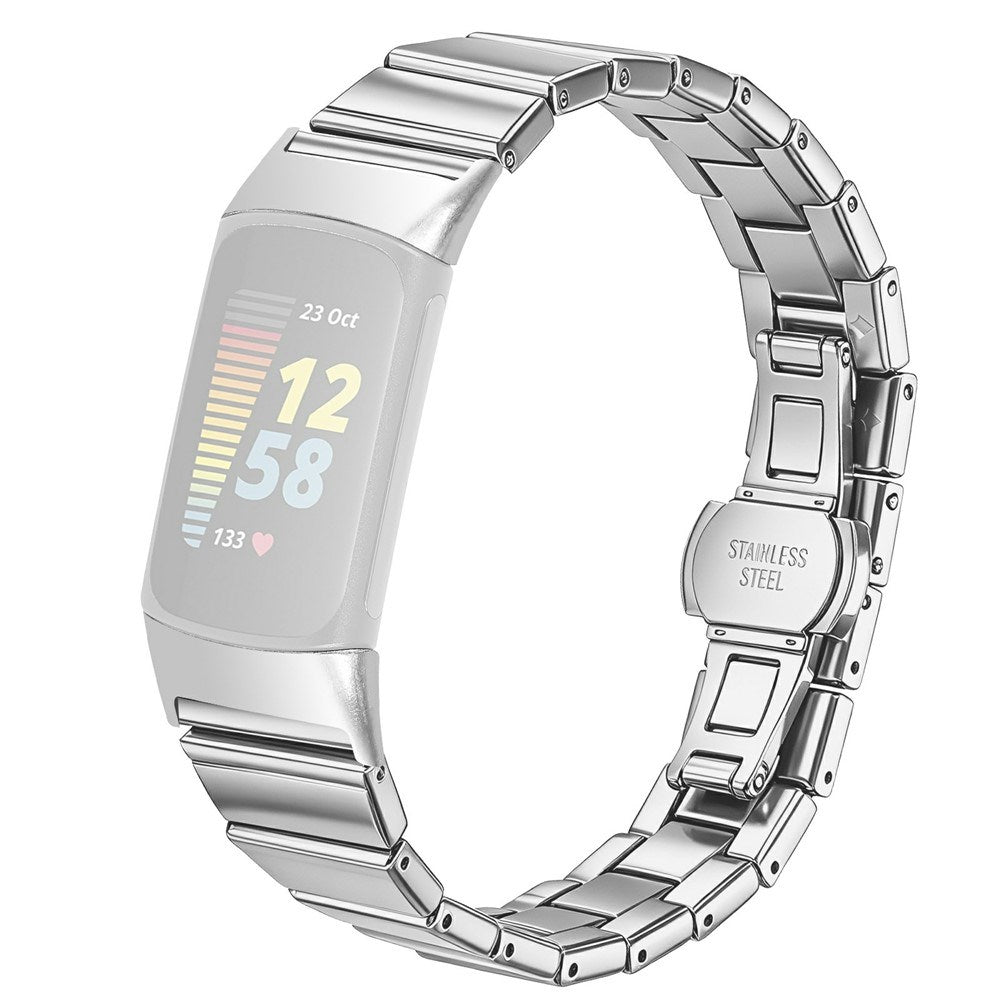 Fitbit Charge 6 / 5 EIDERWOOD Metall Klockarmband - Silver