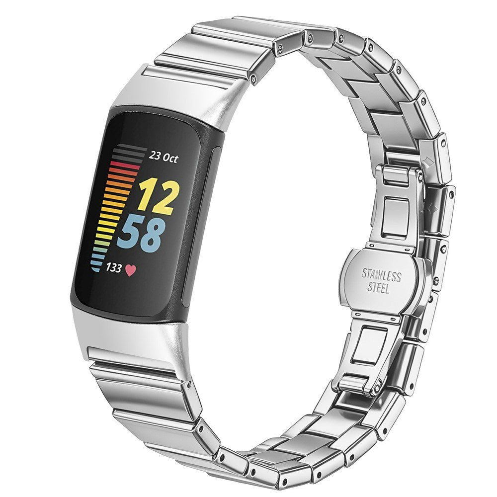 Fitbit Charge 6 / 5 EIDERWOOD Metall Klockarmband - Silver