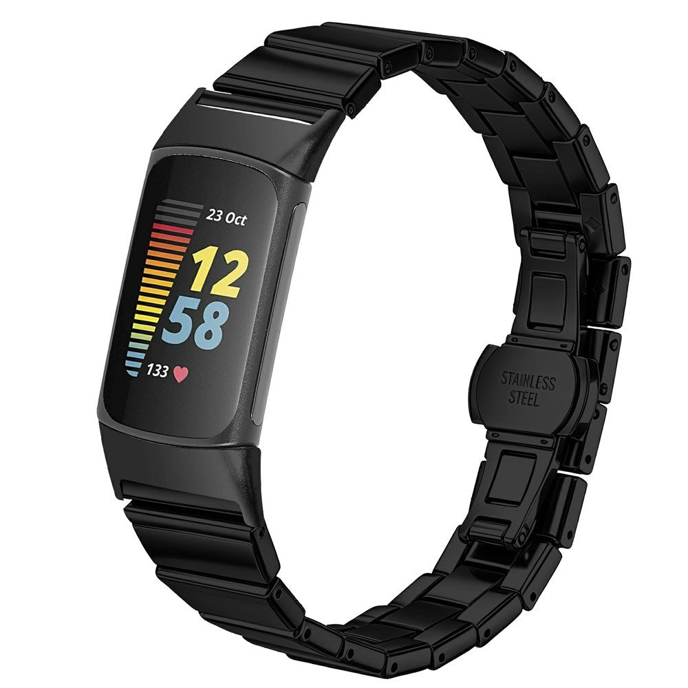 Fitbit Charge 6 / 5 EIDERWOOD Metall Klockarmband - Svart
