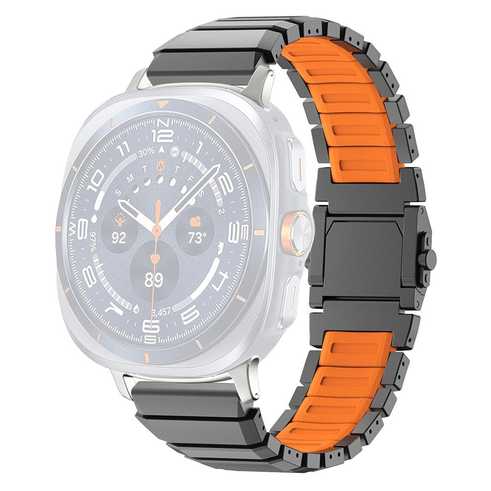 Samsung Galaxy Watch Ultra 2 / Ultra (47mm) Magnetisk Metall Armband m. Silikon - Grå / Orange