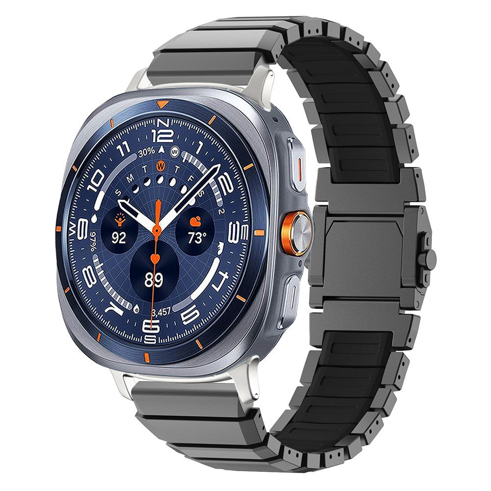 Samsung Galaxy Watch Ultra 2 / Ultra (47mm) Magnetisk Metall Armband m. Silikon - Grå / Svart