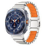 Samsung Galaxy Watch Ultra 2 / Ultra (47mm) Magnetisk Metall Armband m. Silikon - Silver / Orange