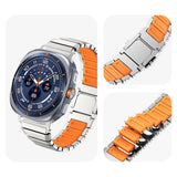 Samsung Galaxy Watch Ultra 2 / Ultra (47mm) Magnetisk Metall Armband m. Silikon - Silver / Orange