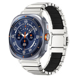 Samsung Galaxy Watch Ultra 2 / Ultra (47mm) Magnetisk Metall Armband m. Silikon - Silver / Svart